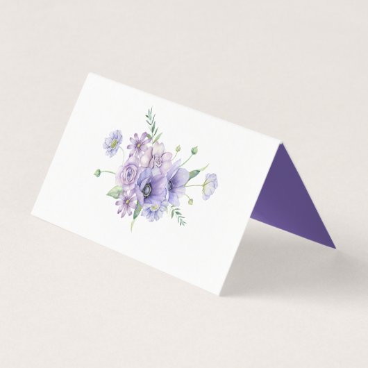 Paarse Anemones, Daisies, Greenery Wedding Kaart (Achterkant)