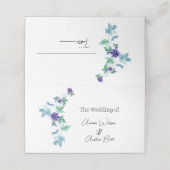 Paarse Anemones en Greenery Name Place Card Plaatskaartje (Buitenkant ongevouwen)