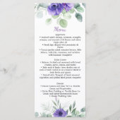 Paarse Anemones en Greenery Wedding Menu (Voorkant)