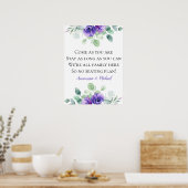 Paarse Anemones No Seating Plan Weddenschap Poster (Keuken)