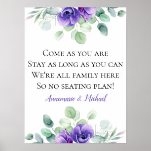Paarse Anemones No Seating Plan Weddenschap Poster