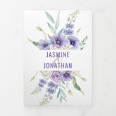 Paarse Anemones Rozen Daisies Hydrangeas Wedding Drieluik Uitnodiging (Cover)