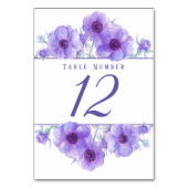 Paarse anemoon aquarel kunst tafel nummers kaart (Achterkant)