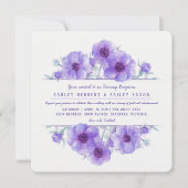 Paarse anemoon avond receptie trouwkaarten kaart (Voorkant)