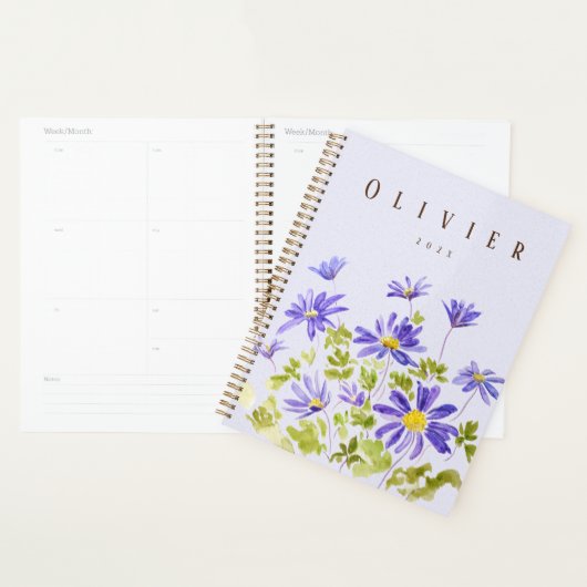 paarse anemoon blanda Waterverf handgeschilderd Planner (Display)