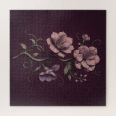 Paarse Anemoon Bloem Donkere Botanische Legpuzzel (Horizontaal)