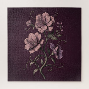 Paarse Anemoon Bloem Donkere Botanische Legpuzzel
