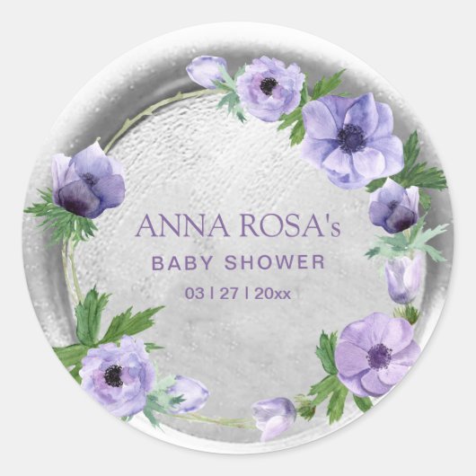 *~* Paarse anemoon bloem krans wax zegel (Voorkant)