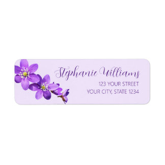Paarse Anemoon Bloemen Licht Paarse Retouradres Etiket