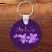 Paarse Anemoon Bloemen Naam Sleutelhanger (Achterkant)