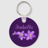 Paarse Anemoon Bloemen Naam Sleutelhanger (Achterkant)