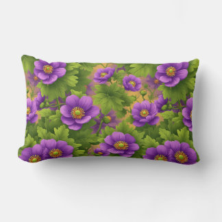 Paarse Anemoon Bloemen Patroon Kussen