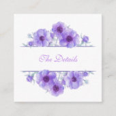 Paarse anemoon bloemenbruiloft details QR code Informatiekaartje (Voorkant)