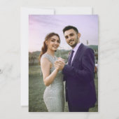 Paarse anemoon bloemenbruiloft waterverf foto kaart (Achterkant)