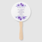 Paarse anemoon bloemkunst ceremonie bruiloft fans handwaaier (Achterkant)