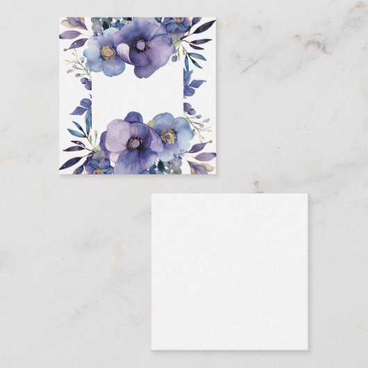 Paarse anemoon bloemrand notitiekaartje (Voorkant / Achterkant)