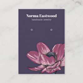 Paarse Anemoon Bloesem Bloesem Oorbel Display Kaar Visitekaartje