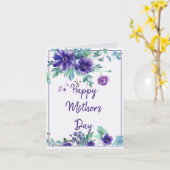 Paarse anemoon Moederdag Kaart (Gele Bloem)