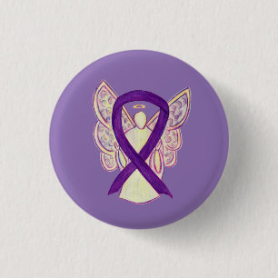 Paarse Angel Awareness Ribbon Custom Art Pins Ronde Button 3,2 Cm