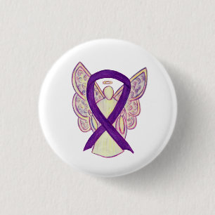 Paarse Angel Awareness Ribbon Custom Art Pins Ronde Button 3,2 Cm