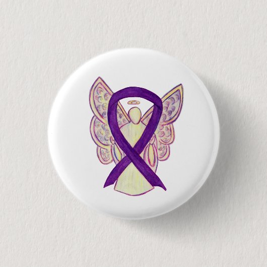 Paarse Angel Awareness Ribbon Custom Art Pins Ronde Button 3,2 Cm (Voorkant)