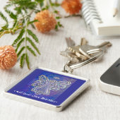Paarse Angel Silver Wings Sleutelhanger Gepersonal (Zijkant)