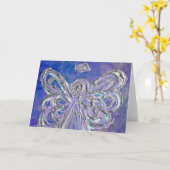 Paarse Angel-Wenskaart of Note-kaarten Kaart (Gele Bloem)