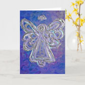 Paarse Angel-Wenskaart of Note-kaarten Kaart (Gele Bloem)