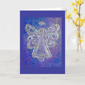 Paarse Angel-Wenskaart of Note-kaarten Kaart (Gele Bloem)