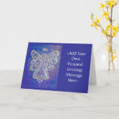 Paarse Angel-Wenskaart of Note-kaarten met kabel Kaart (Gele Bloem)