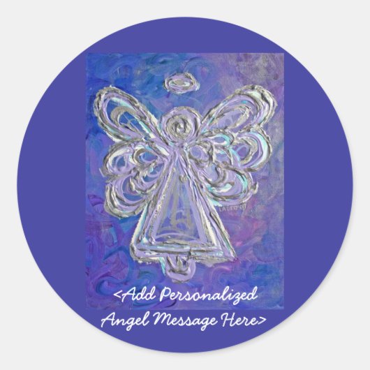 Paarse Angel Wings Stickers met de Berichten van d (Voorkant)