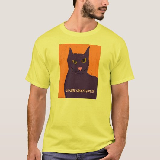 Paarse Angry Cat T T-shirt (Voorkant)