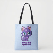 Paarse animatecat Vector Art Blue Tote Bag (Voorkant)