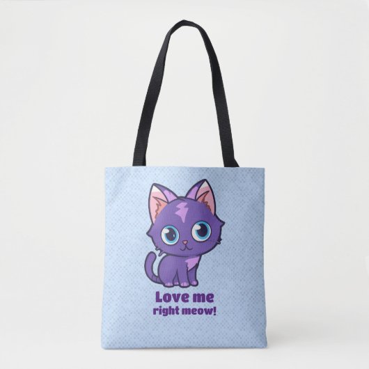 Paarse animatecat Vector Art Blue Tote Bag (Voorkant)