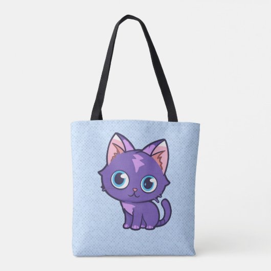 Paarse animatecat Vector Art Blue Tote Bag (Achterkant)