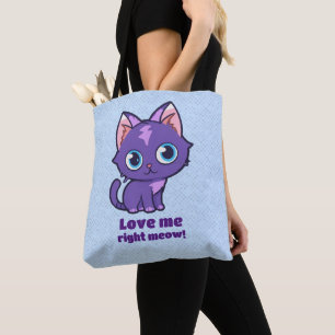 Paarse animatecat Vector Art Blue Tote Bag