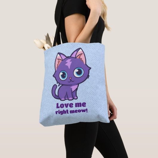 Paarse animatecat Vector Art Blue Tote Bag (Dichtbij)