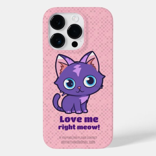 Paarse animatekat vectorkunstroze Case-Mate iPhone case (Achterkant)