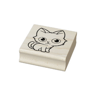 Paarse animatekatvectorkunst rubberstempel