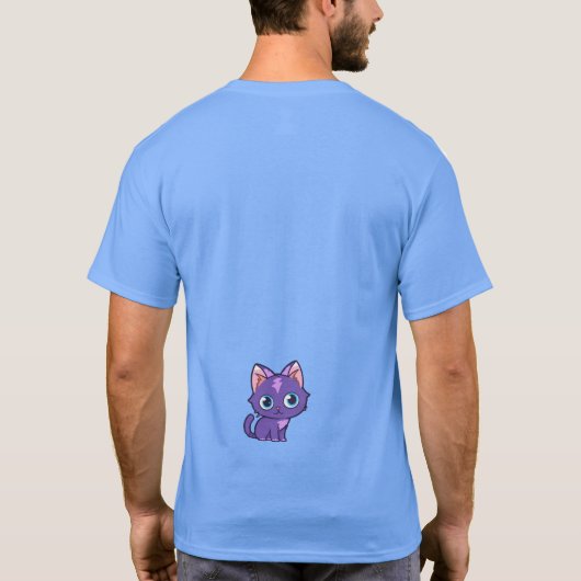 Paarse animatekatvectorkunst t-shirt (Achterkant)