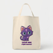 Paarse animatekatvectorkunst tote bag (Voorkant)