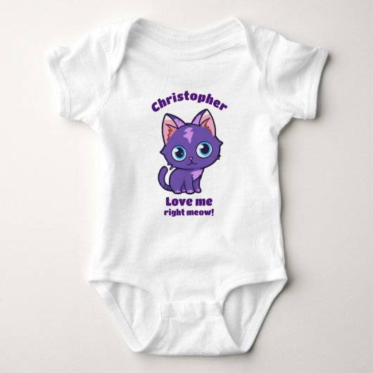 Paarse Anime Cat Vector Art Baby Bodysuit (Voorkant)