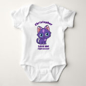 Paarse Anime Cat Vector Art Baby Bodysuit (Voorkant)