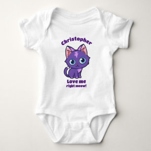 Paarse Anime Cat Vector Art Baby Bodysuit