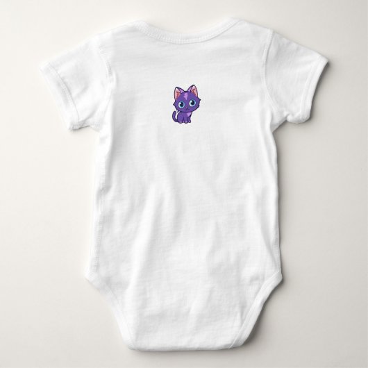 Paarse Anime Cat Vector Art Baby Bodysuit (Achterkant)