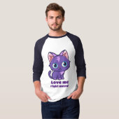 Paarse Anime Cat Vector Art T-Shirt (Voorkant volledig)