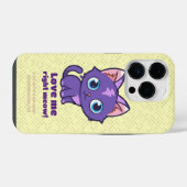 Paarse Anime Kat Vector Kunst Geel iPhone Hoesje (Achterkant horizontaal)