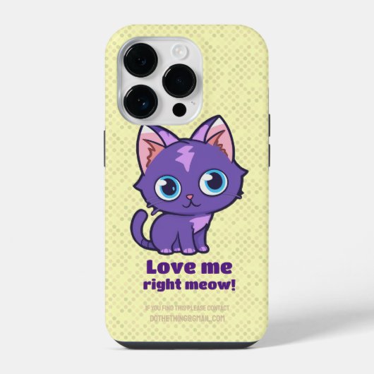 Paarse Anime Kat Vector Kunst Geel iPhone Hoesje (Achterkant)