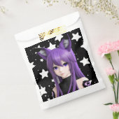 Paarse Anime Meisje met Fox Ear Hoofdband Verjaard Bedankzakje (Gezegeld)