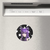 Paarse Anime Meisje met Fox Ear Hoofdband Verjaard Magneet (Insitu (Vaatwasser))